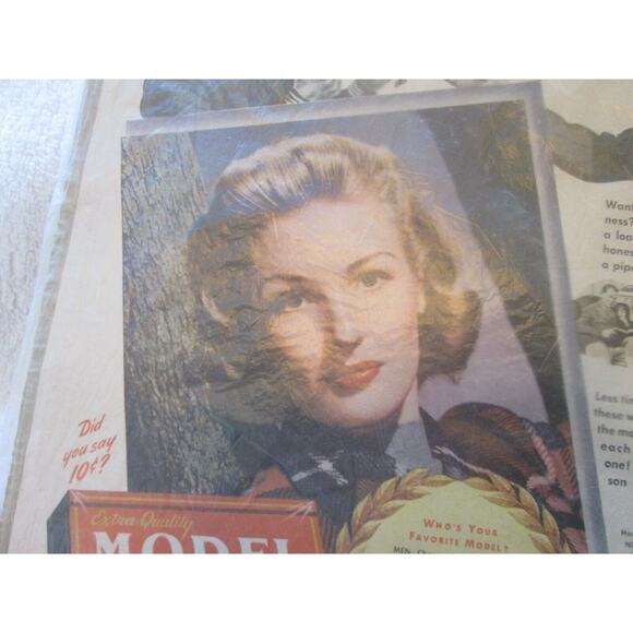 Vintage Model Tobacco ad, 1943 United States Tobacco Co, New York, 11" by 14" - Picture 4 of 10